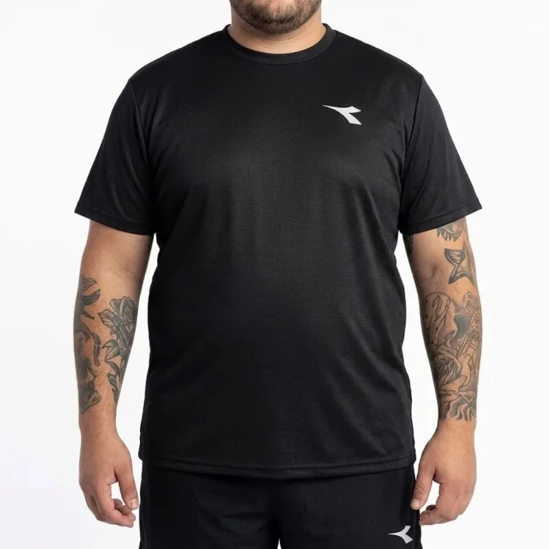 Camiseta Masculina Plus Size ICON Diadora Preta 7G