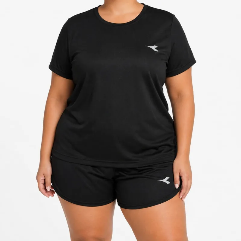 Camiseta Feminina Plus Size ICON Diadora Preta 7G - Diadora