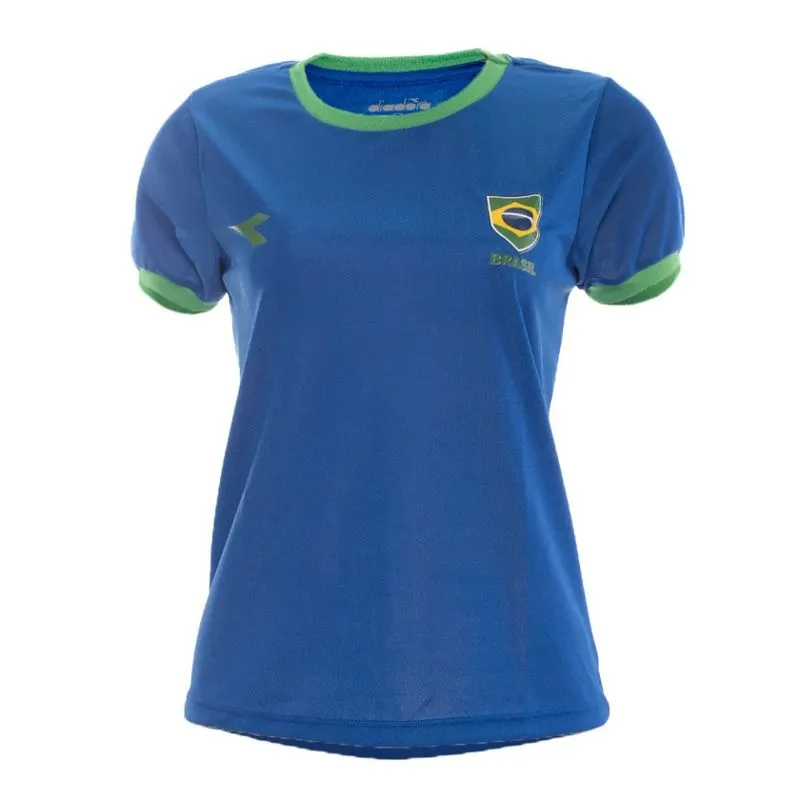 Camiseta Diadora Brasil 2026 Feminina Azul Casual G