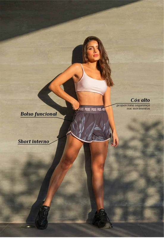 Shorts duplo Dark Folhagem G