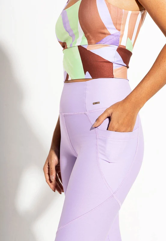 Legging lisa lavanda com bolsos Aura M