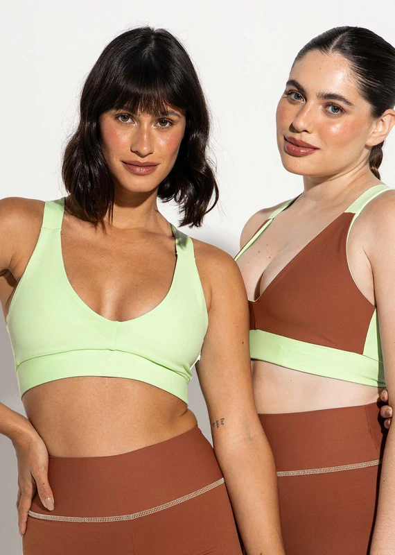 Top dupla face bicolor capuccino e verde matcha Aura P