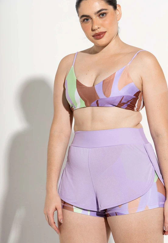 Shorts duplo liso lavanda Aura GG