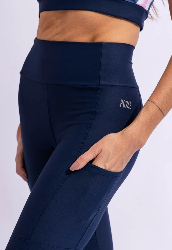 Legging lisa com bolsos azul marinho Acqua GG