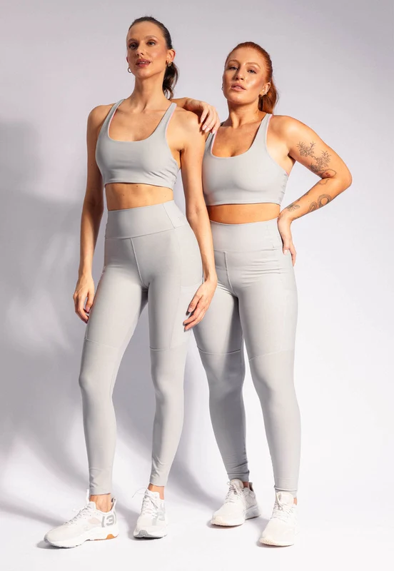 Legging cinza granito lisa com bolsos Urbane M