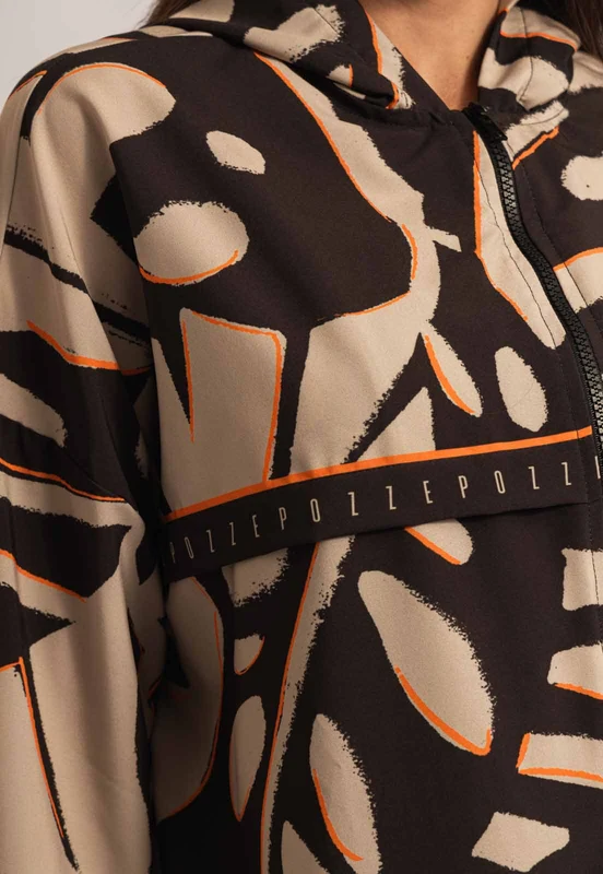 Jaqueta Corta Vento com capuz estampada Magnetic GG