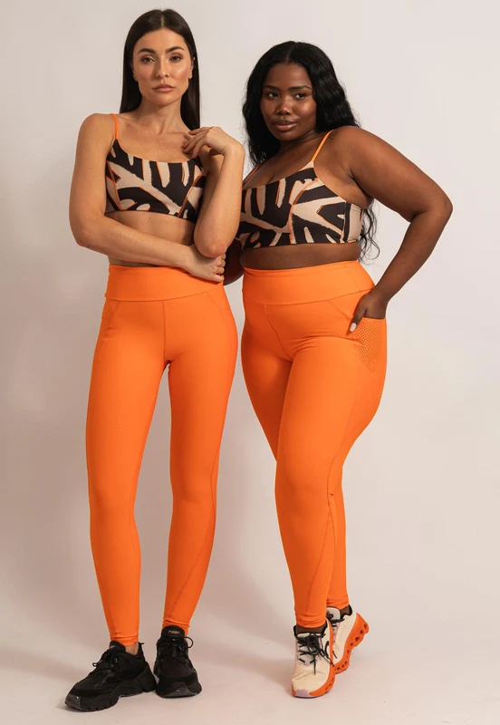 Legging lisa laranja magnético com bolsos Magnetic M