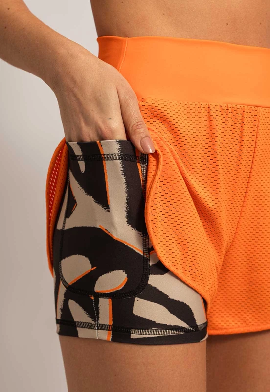 Shorts duplo liso laranja magnético Magnetic M