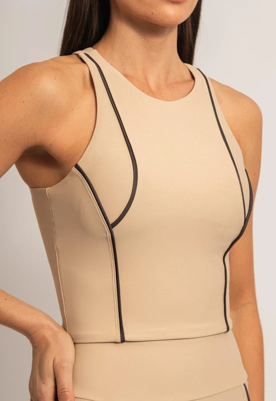 Top longo liso bege árido com vivo Magnetic P