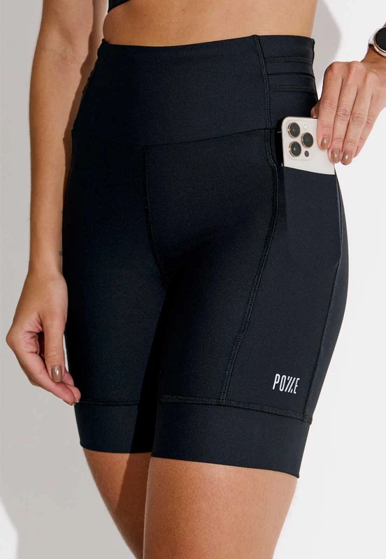 Bermuda Running Lisa Preta Multibolsos Action P