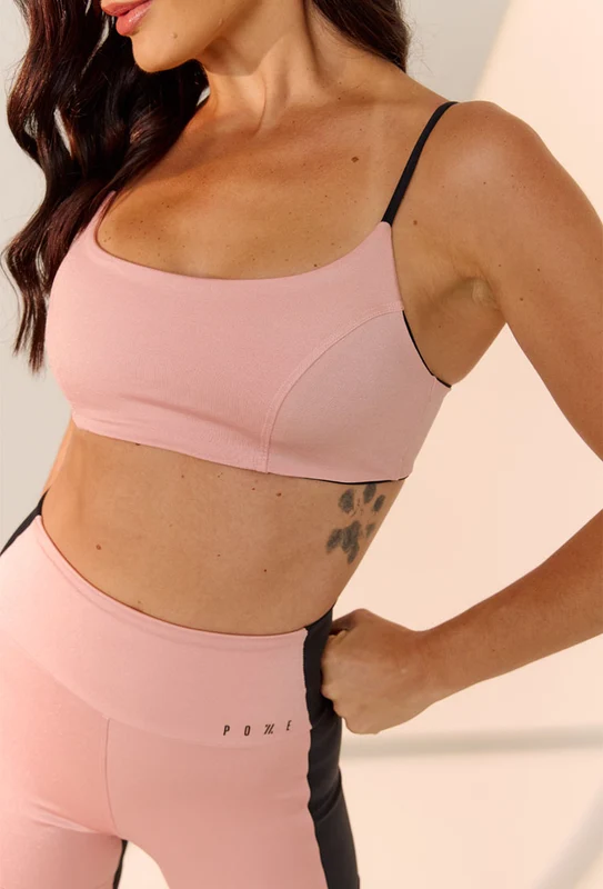 Top faixa dupla face bicolor rose shine e preto Solare M