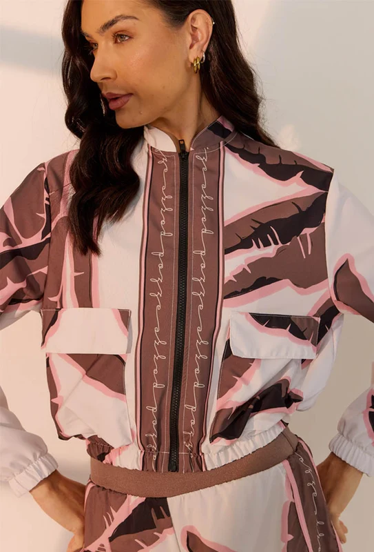 Jaqueta bomber com bolsos frontais estampada Solare M