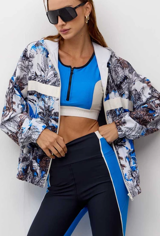 Jaqueta corta vento com capuz estampada Athena M