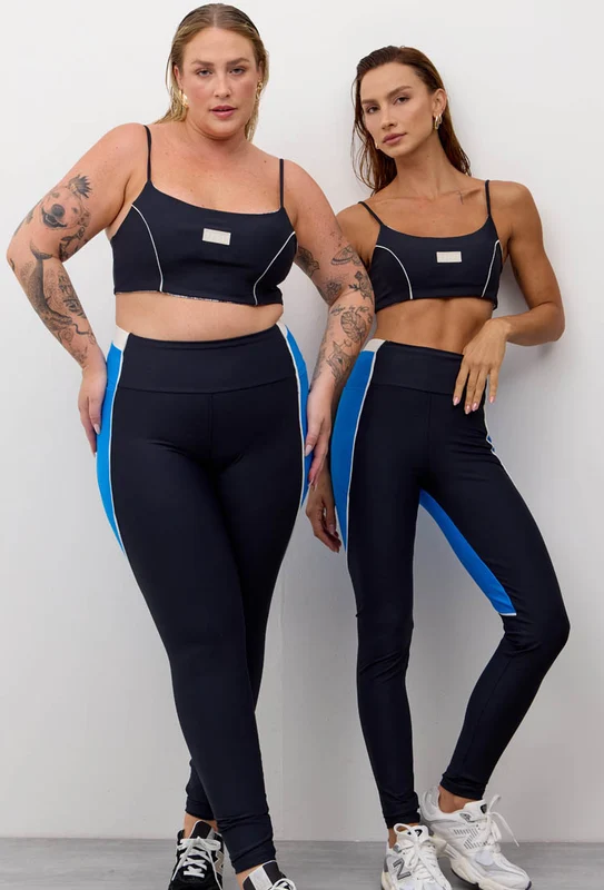 Top faixa de alça dupla face preto e estampado Athena G