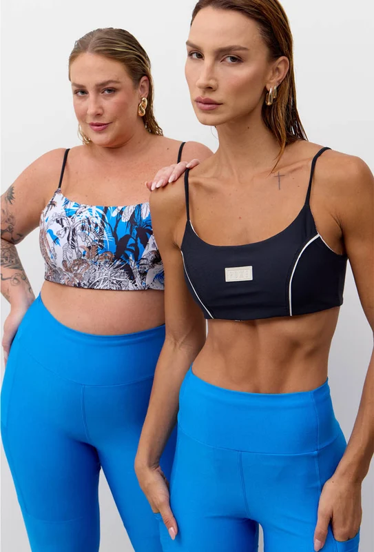 Top faixa de alça dupla face preto e estampado Athena GG