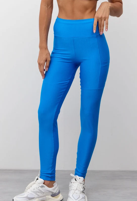 Legging com recorte e bolsos lisa azul santorini Athena P