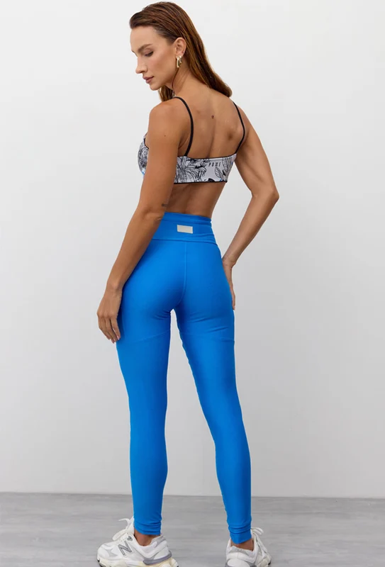 Legging com recorte e bolsos lisa azul santorini Athena G