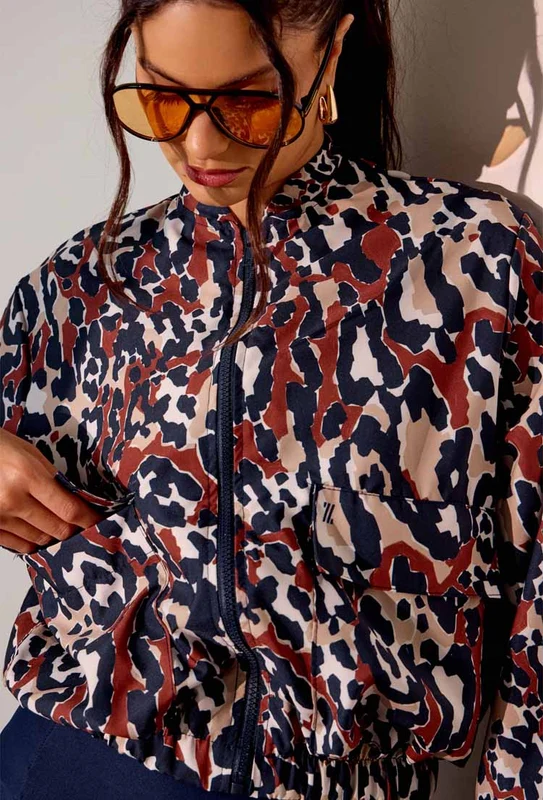 Jaqueta bomber com bolsos frontais estampada Gaia P