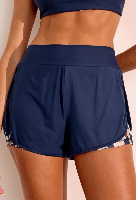 Shorts duplo liso marinho com bolso Gaia M
