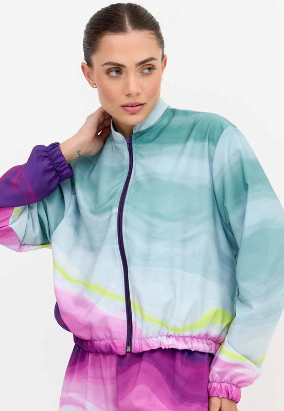 Jaqueta bomber com bolsos estampada Alquimia P