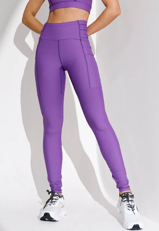 Legging running lisa roxo fusão multibolsos Alquimia M