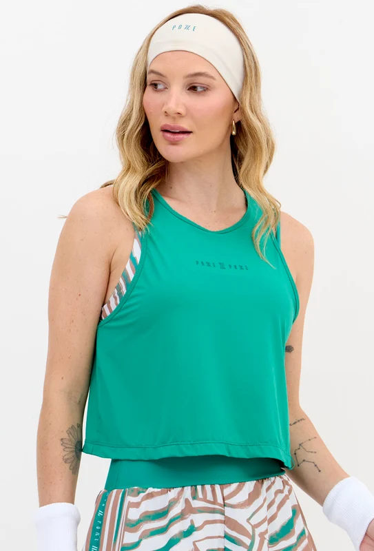 Regata cropped lisa verde folha Lance G