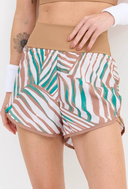 Shorts duplo amêndoa com bolso estampado Lance M