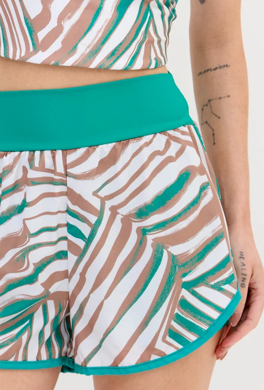 Shorts duplo verde folha com bolso estampado Lance P