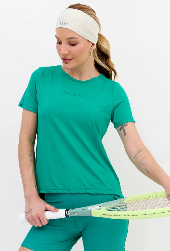 Tshirt alongada nas costas lisa verde folha Lance GG