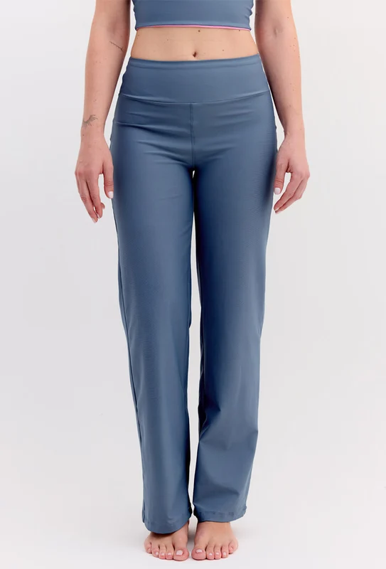 Calça wide leg lisa azul índigo Aurora G