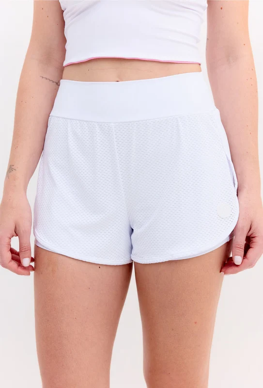 Shorts duplo liso branco cristal com bolso Aurora GG
