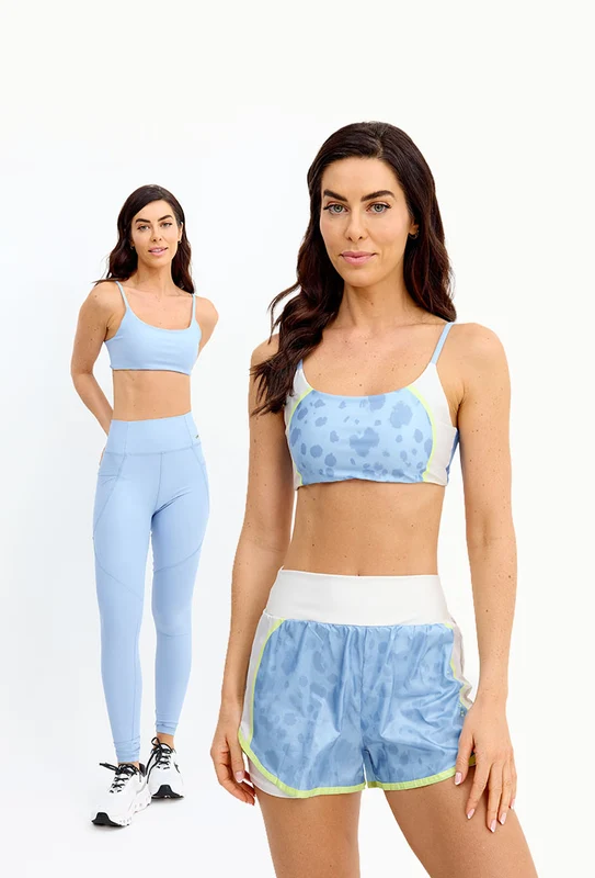 Top faixa dupla face com zíper na abertura para bojo removível Estampado + Azul Fly / M