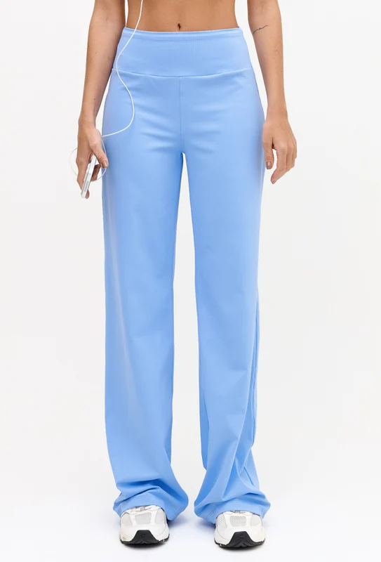 Calça wide leg lisa azul fly Magna GG