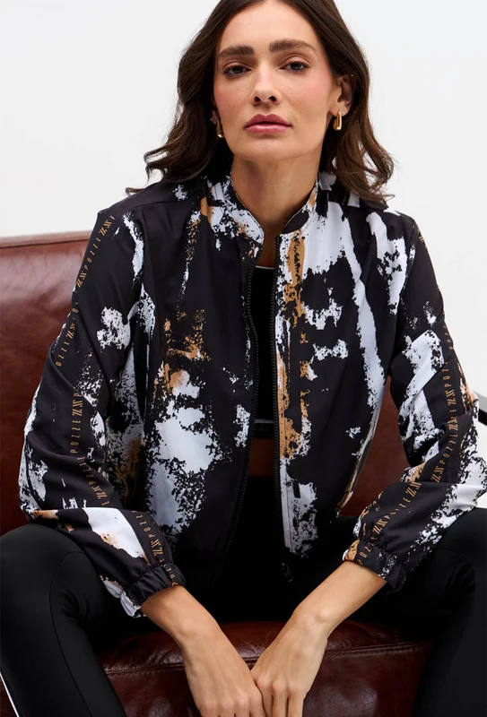 Jaqueta bomber com bolsos estampada Pulsa G