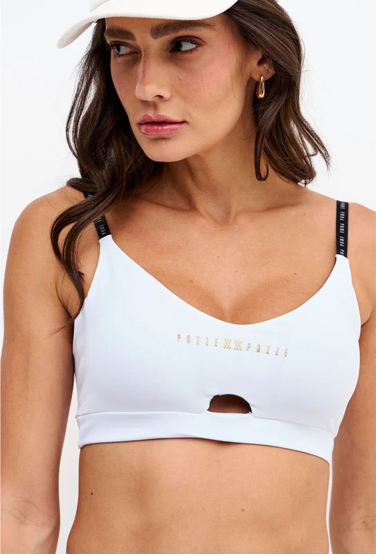 Top liso branco cristal com elástico personalizado Pulsa P