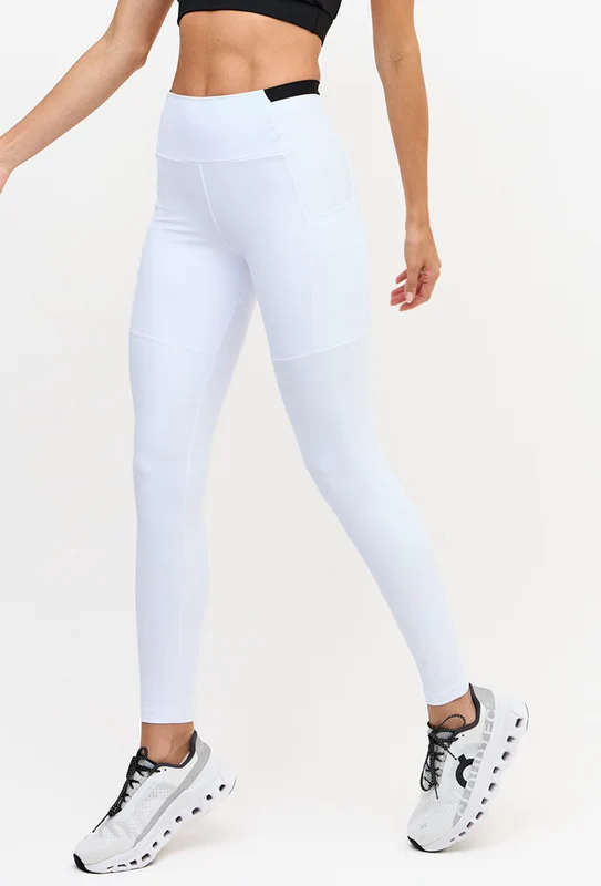 Legging branco cristal com detalhe preto bolsos laterais Pulsa GG