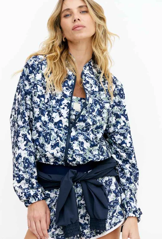 Jaqueta bomber com bolsos estampada Deep P