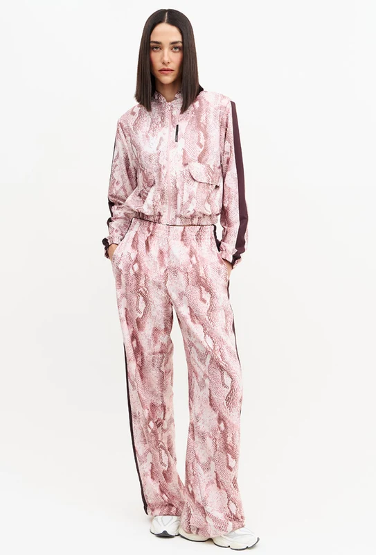 Calça wide leg estampada com faixa lateral e bolsos Domma M