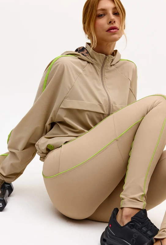 Legging bege árido com vivo verde lima Pure M