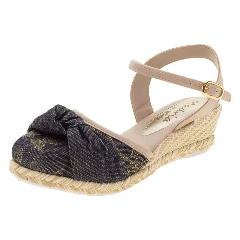 Sandália Infantil Feminina Anabela Kidy - 0800074 BEGE/AZUL 36