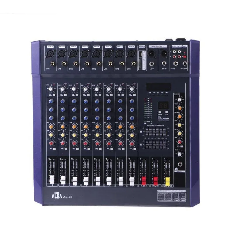 Mesa De Som Alra Music Analógica Al-08 8 Canais E Efeitos