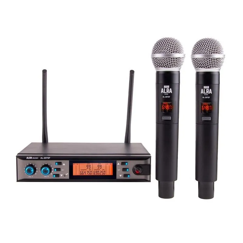 Microfone Sem Fio Alra AL-207SF uhf 640-690 Mhz - 2 Bastões