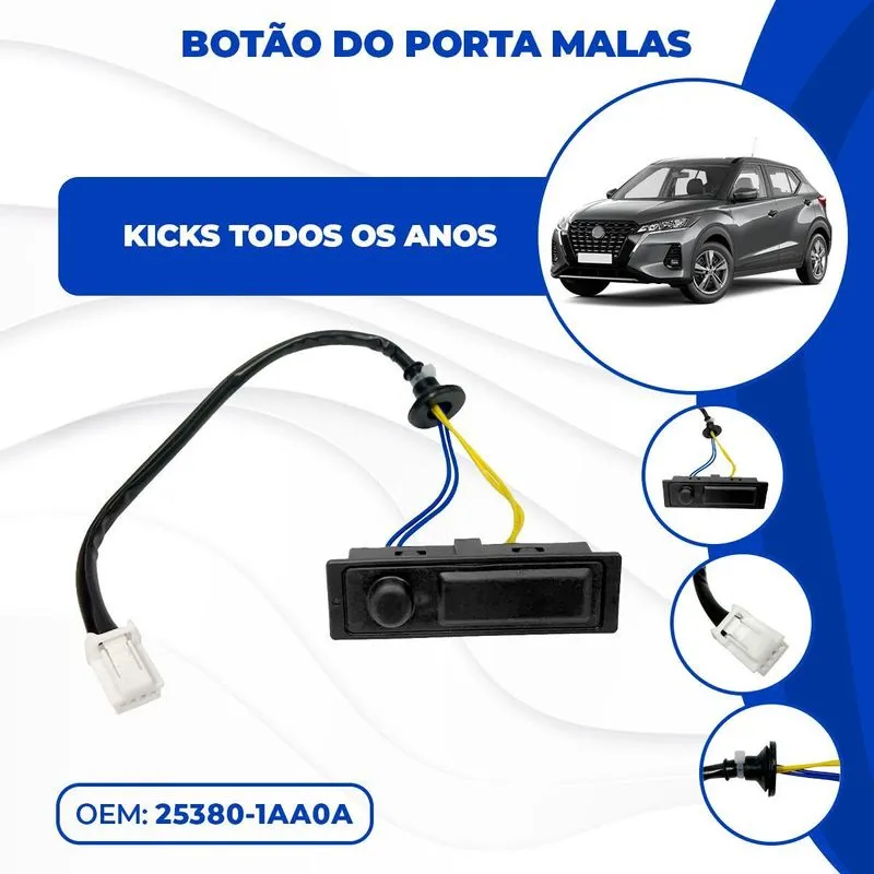 Botão Fechadura Elétrica Maçaneta Abertura Porta Malas Kicks