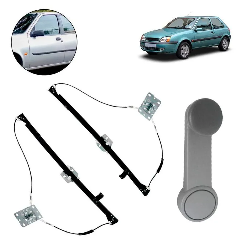 Kit Maquina Vidro E Manivela Fiesta 1996 A 2003 2p Manual