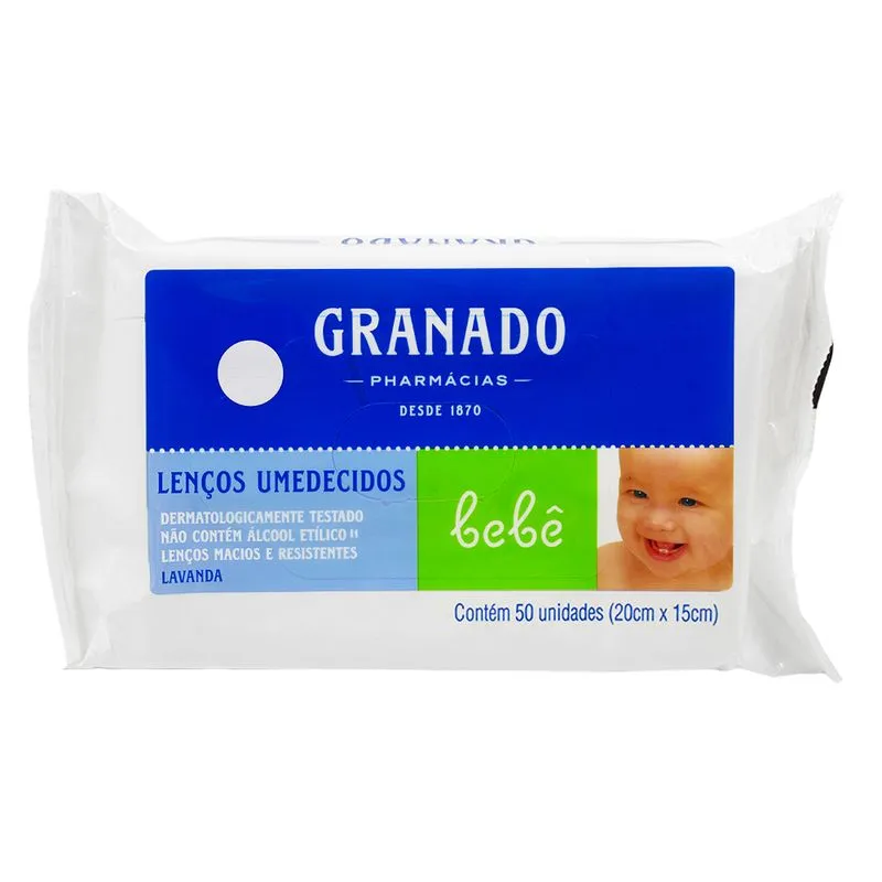 Lenços Umedecidos Resistentes Granado Bebê Lavanda 50 Und.