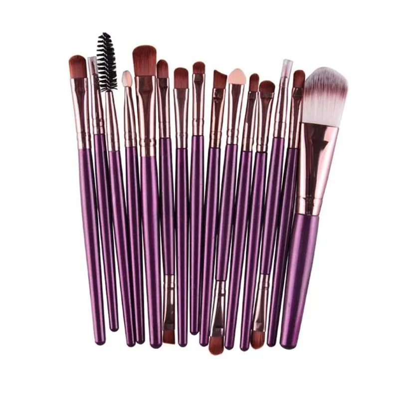 Kit Com 15 Pincéis De Maquiagem Tyjr Roxo