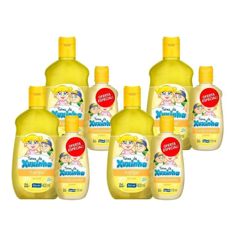 Kit Com 4 Shampoo 400ml+condicionador Turma Da Xuxinha Suave