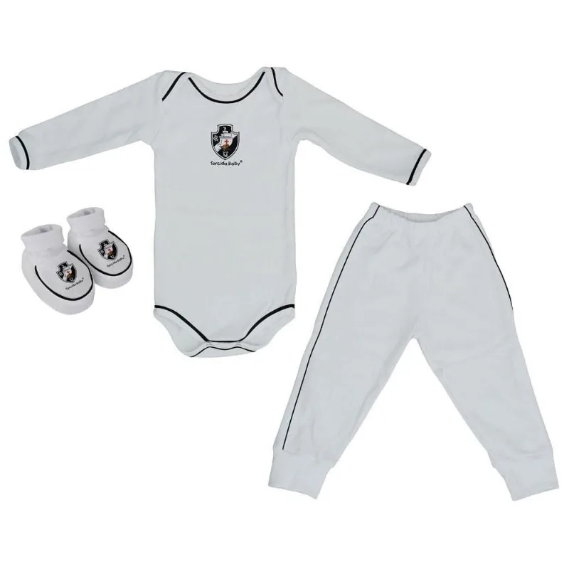 Kit Bebê Vasco 3 Peças Longo Torcida Baby RN - Torcida Baby