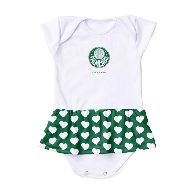 Body Vestido Palmeiras Corações Torcida Baby G - Torcida Baby