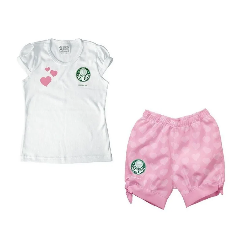 Conjunto Infantil Palmeiras Rosa Oficial Torcida Baby GG